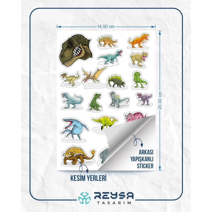 Dinazor Sticker Set-2 15 Parça Telefon, Tablet, Defter, Laptop Sticker