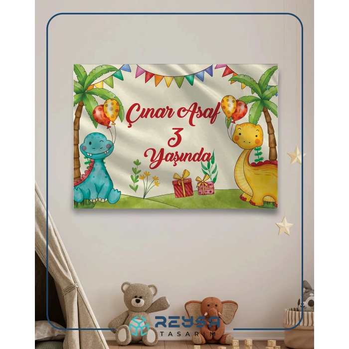 Dino Dinazor Temalı Doğum Günü Afişi 70X100 cm
