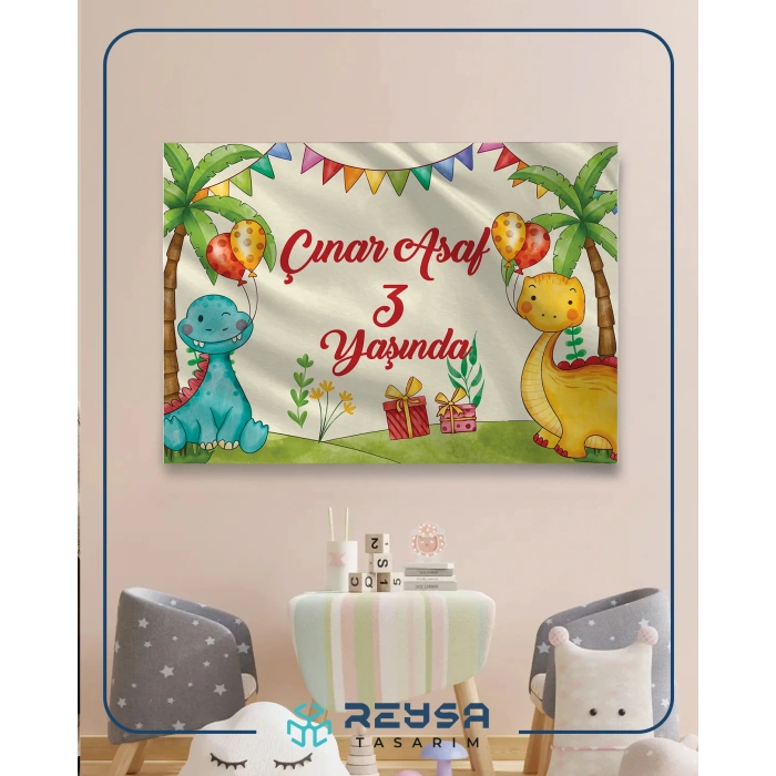 Dino Dinazor Temalı Doğum Günü Afişi 70X100 cm
