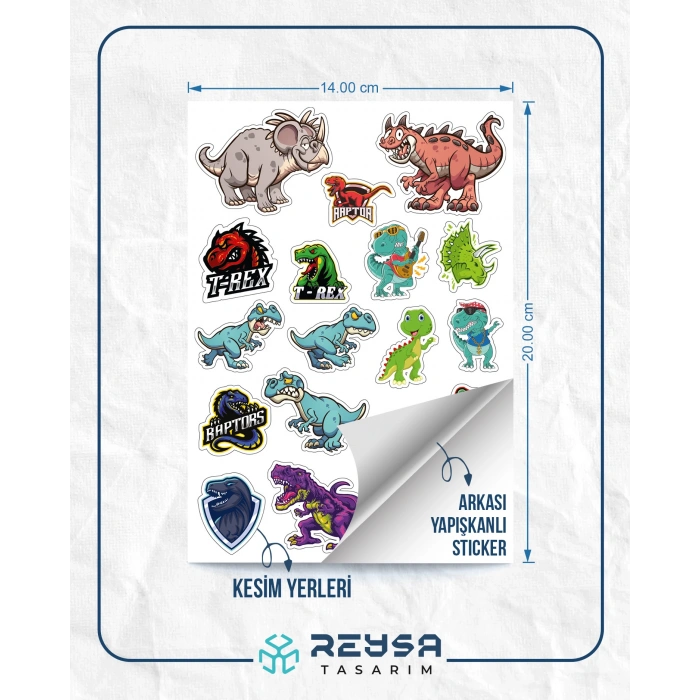 Dino Dinazro Sticker Set-1 9 Parça Telefon, Tablet, Defter, Laptop Sticker