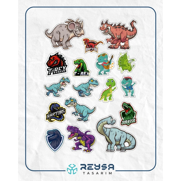 Dino Dinazro Sticker Set-1 9 Parça Telefon, Tablet, Defter, Laptop Sticker
