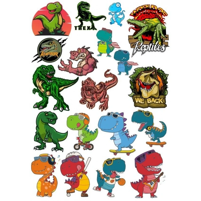 Dinozor Sticker Set 13 16 Parça Telefon, Tablet, Defter, Laptop Sticker