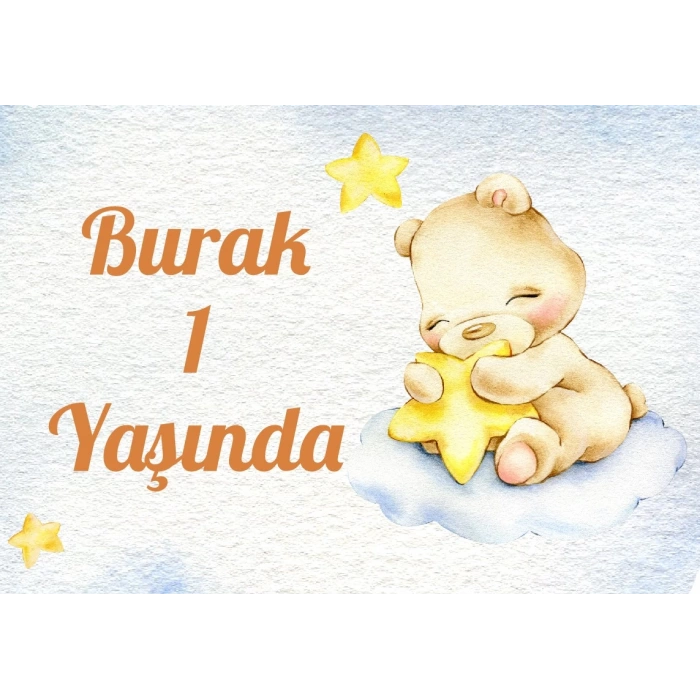 Ayı Temalı Doğum Günü Afişi 50X70 cm