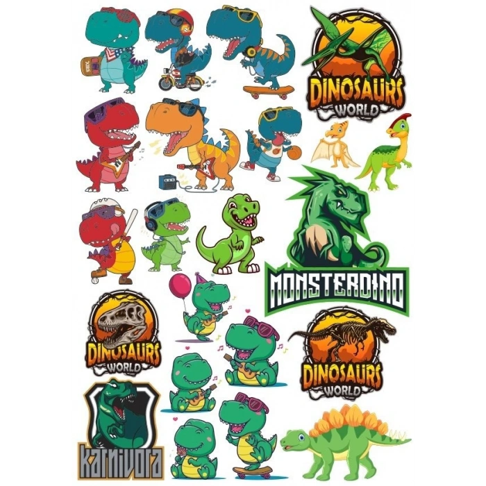 Dinozorlar Sticker Set 6 22 Parça Telefon, Tablet, Defter, Laptop Sticker