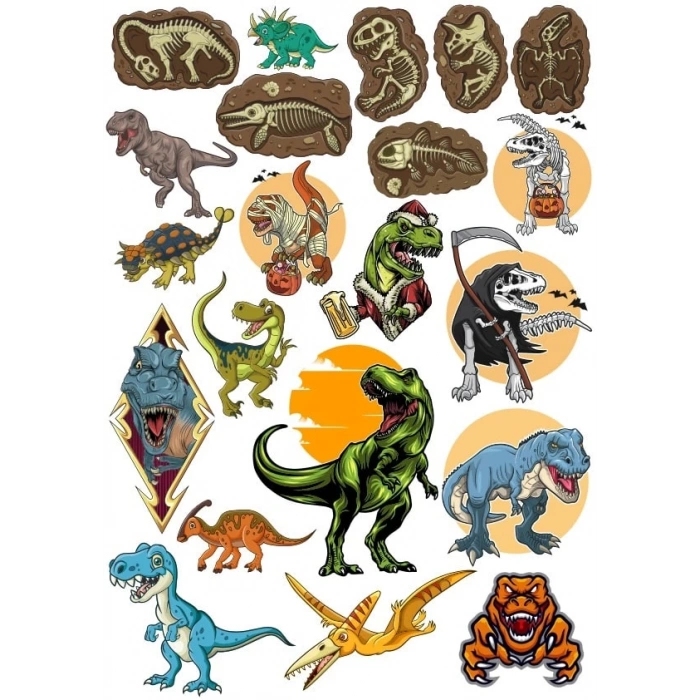Dinozorlar Sticker Set 6 22 Parça Telefon, Tablet, Defter, Laptop Sticker
