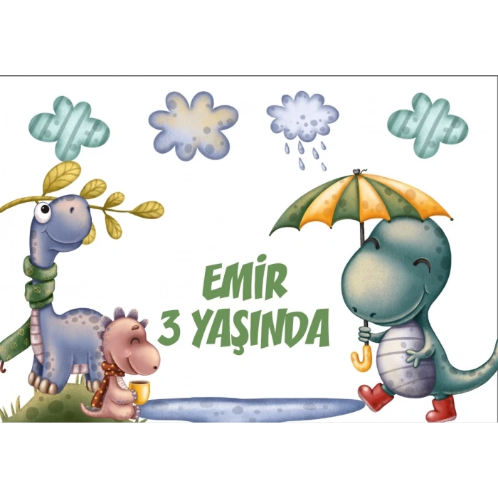Dinozorlar Temalı Doğum Günü Afişi 100X150 cm