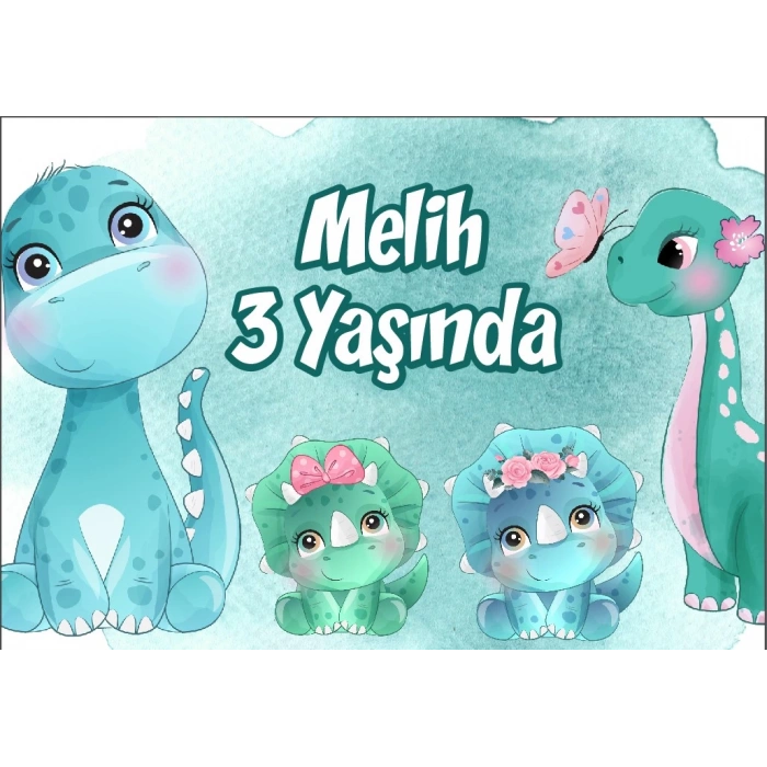 Dinozorlar Temalı Doğum Günü Afişi 35X50 cm