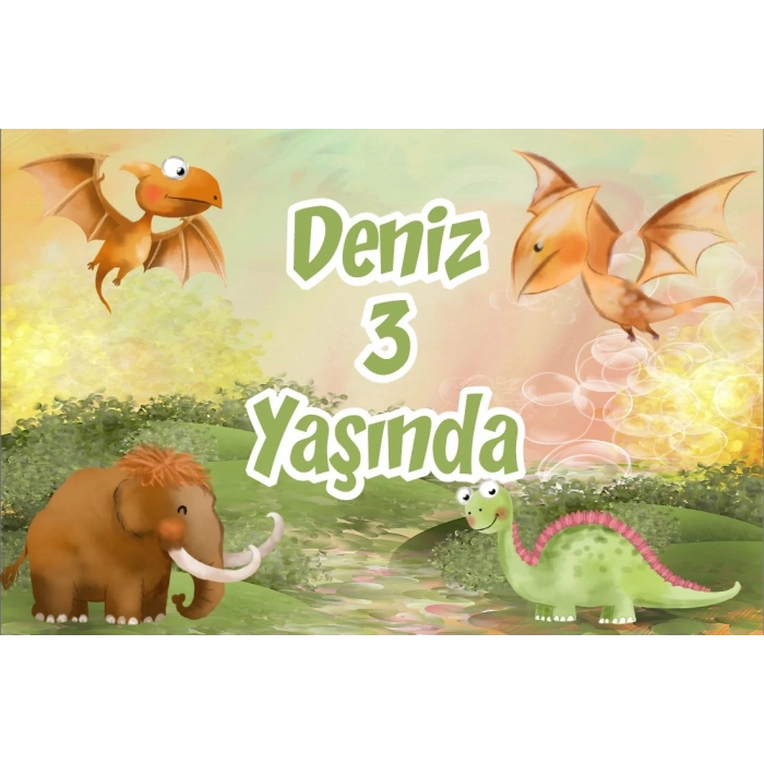 Dinozorlar Temalı Doğum Günü Afişi 70X100 cm