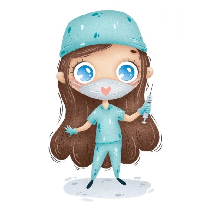 Doktor Kız Duvar Stickerı (Mavi Kıyafetli)