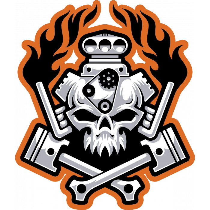 motor ve iskelet sitcker 10x10 cmRenkli Sticker