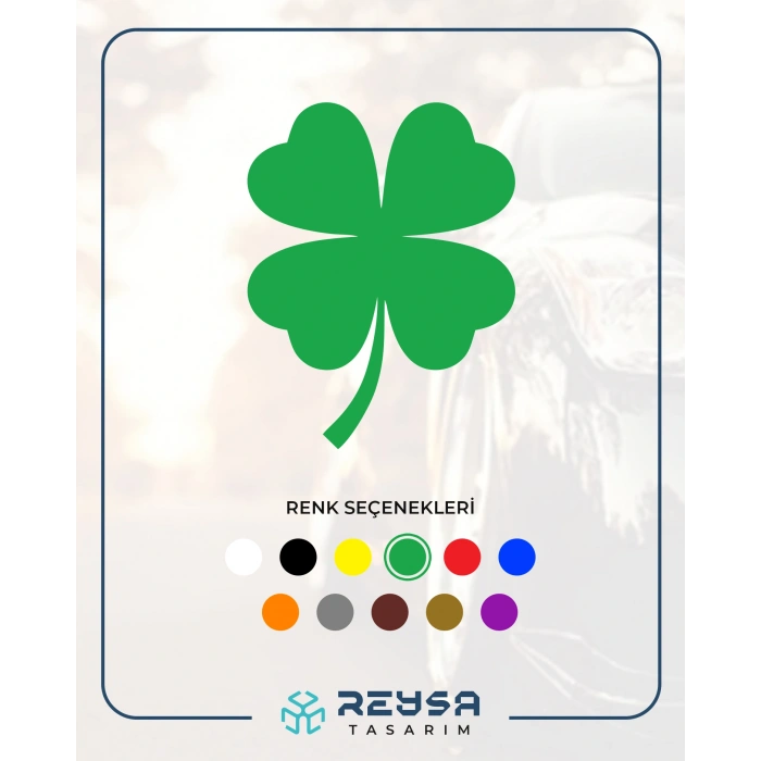 Dört Yaprak Yonca Araba Sticker 17x17 Cm Yeşil