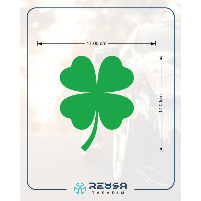 Dört Yaprak Yonca Araba Sticker 17x17 Cm Yeşil