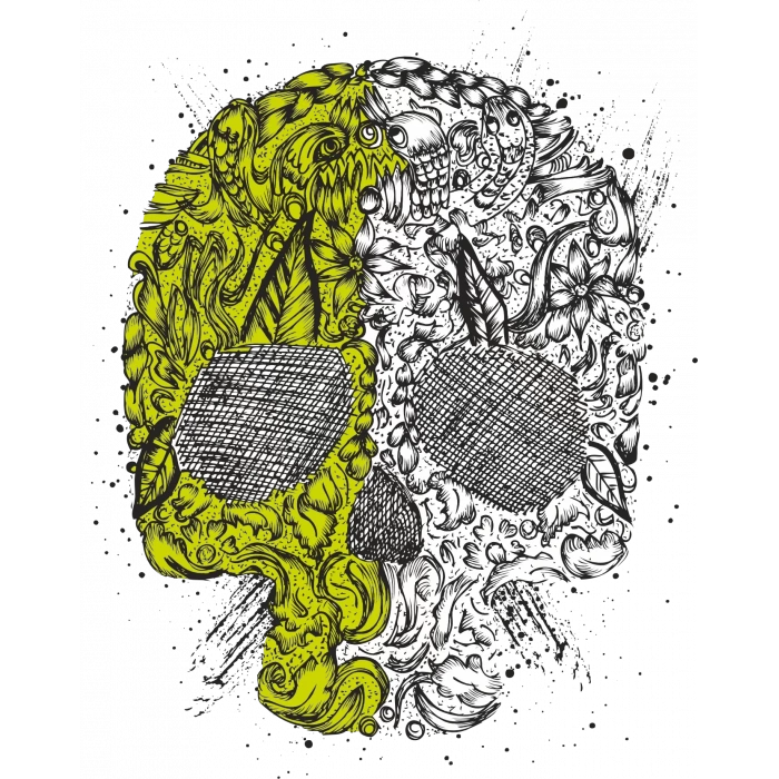 Desenli Kurukafa Sticker 10x10 cmRenkli Sticker