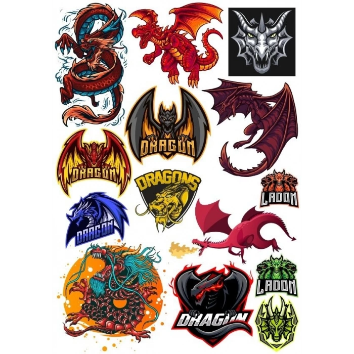 Dragon Ejderha Sticker Set-13 14 Parça Telefon, Tablet, Defter, Laptop Sticker