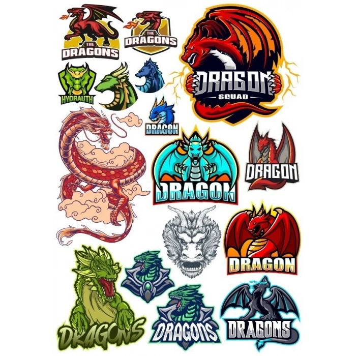 Dragon Ejderha Temalı Sticker Set 17 Parça Telefon, Tablet, Defter, Laptop Sticker