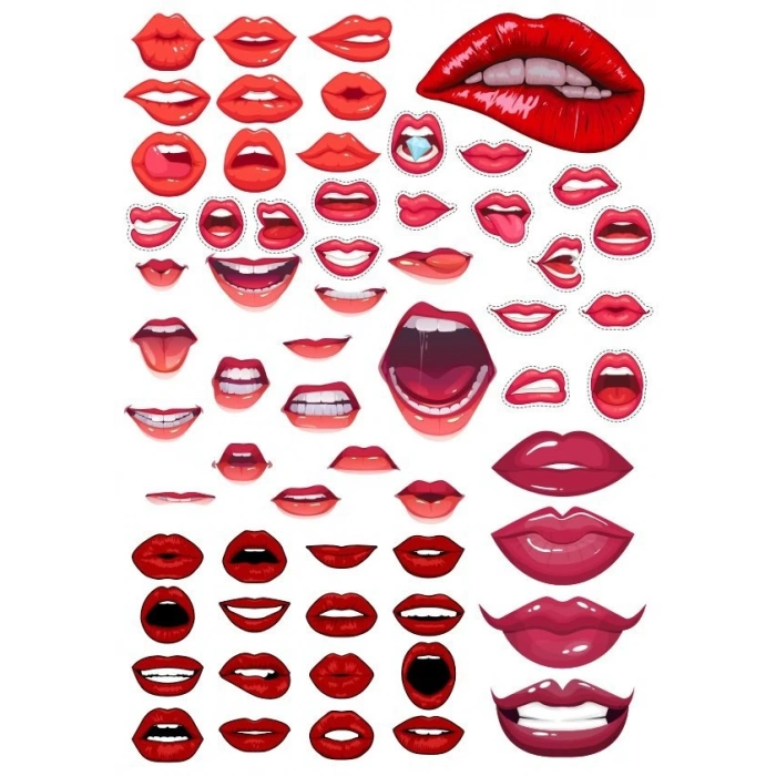 Dudaklar Sticker Set 32 Parça Telefon, Tablet, Defter, Laptop Sticker