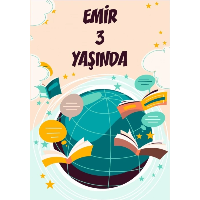 Dünya ve Kitap Temalı Doğum Günü Afişi 35X50 cm