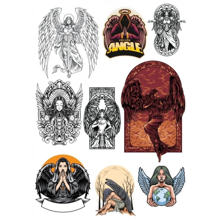 Düşmüş Melek Sticker Set 9 Parça Telefon, Tablet, Defter, Laptop Sticker