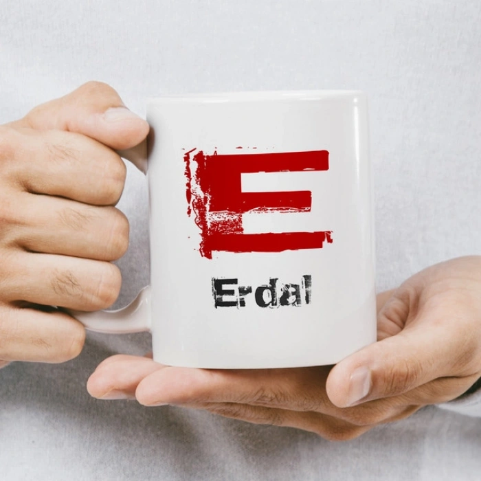 E Harfi İsme Özel Kupa