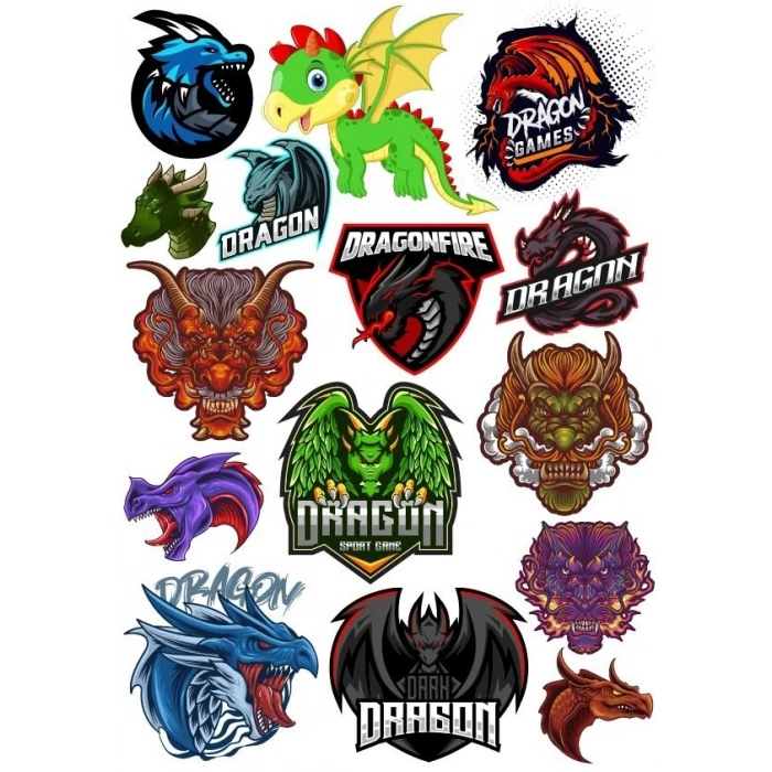 Ejderha Dragon Sticker Set 13 Parça Telefon, Tablet, Defter, Laptop Sticker