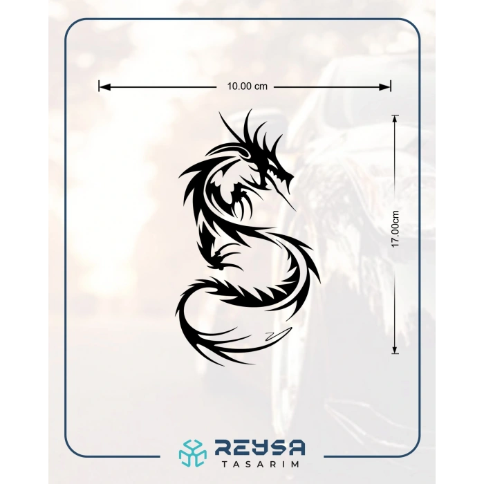 Ejderha Sticker 17x17 Cm Siyah
