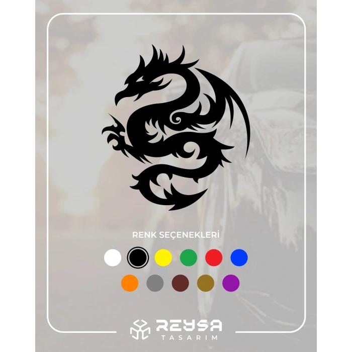 Ejderha Sticker 17x17 Cm Siyah