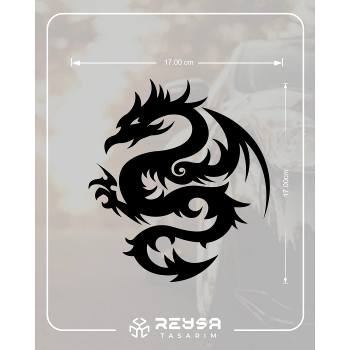 Ejderha Sticker 17x17 Cm Siyah
