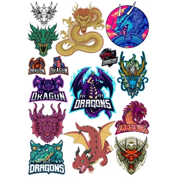 Ejderha Sticker Set 1 15 Parça Telefon, Tablet, Defter, Laptop Sticker