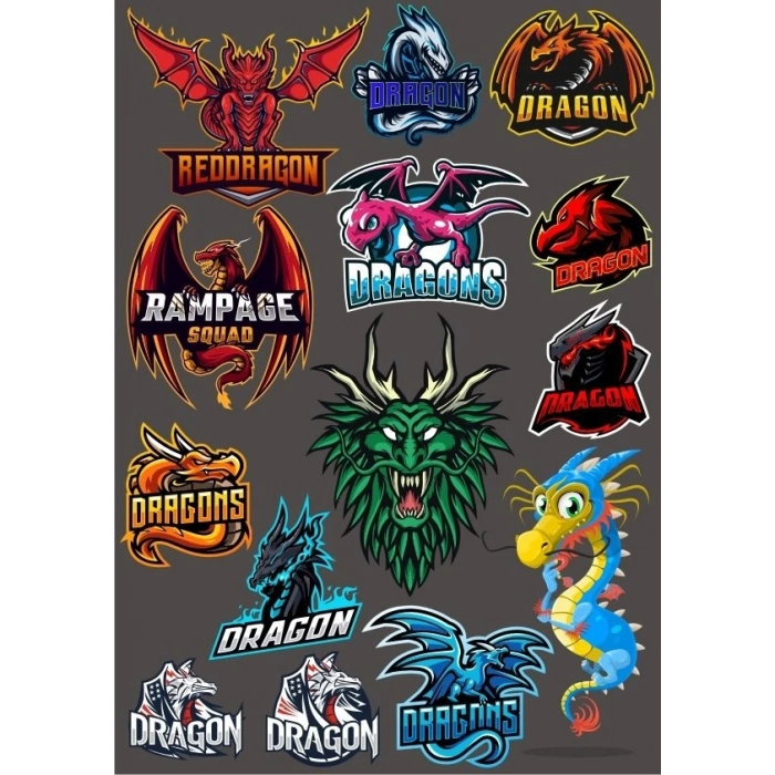 Ejderha Sticker Set-10 13 Parça Telefon, Tablet, Defter, Laptop Sticker