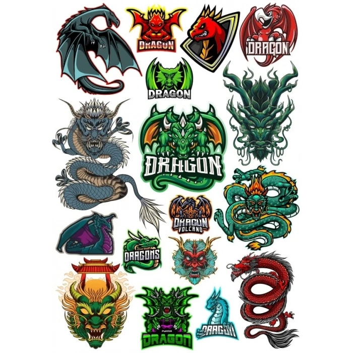 Ejderha Sticker Set 10 15 Parça Telefon, Tablet, Defter, Laptop Sticker