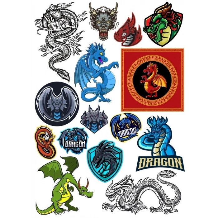 Ejderha Sticker Set 13 18 Parça Telefon, Tablet, Defter, Laptop Sticker