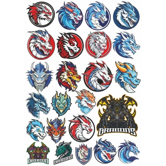 Ejderhalar Sticker Set 1 25 Parça Telefon, Tablet, Defter, Laptop Sticker