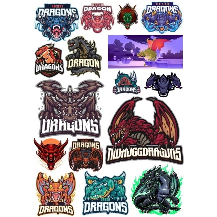 Ejderhalar Sticker Set 6 15 Parça Telefon, Tablet, Defter, Laptop Sticker