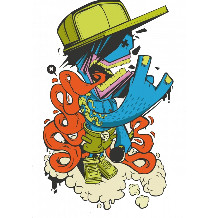 Mavi adam sticker 10x10 cmRenkli Sticker