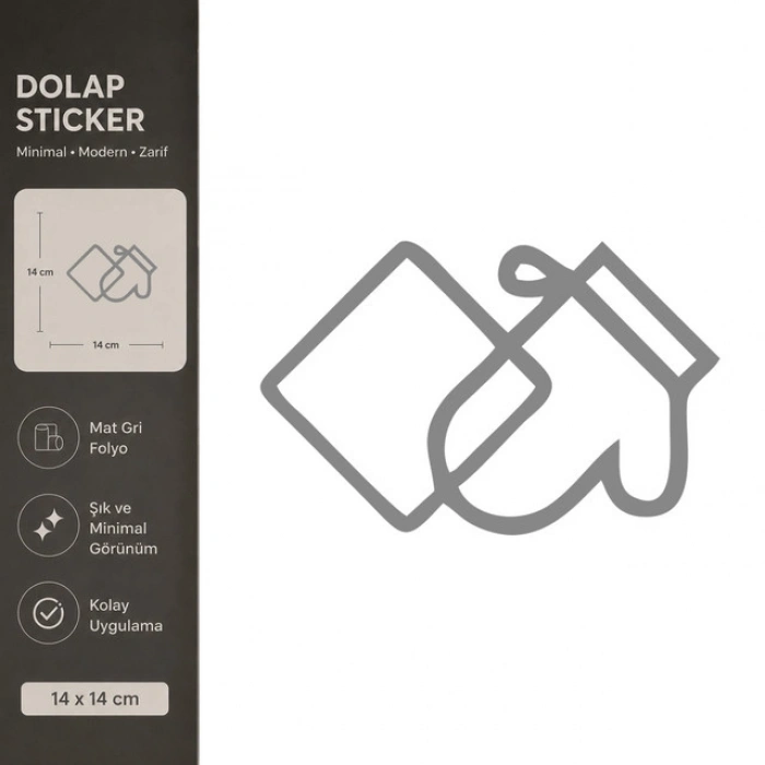 Eldiven Mat Gri Dekoratif Folyo Sticker 14x14 cm