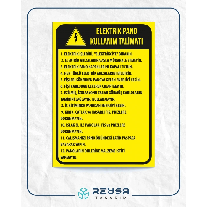 Elektrik Pano Kullanım Talimatı Sticker 20X28 Cm