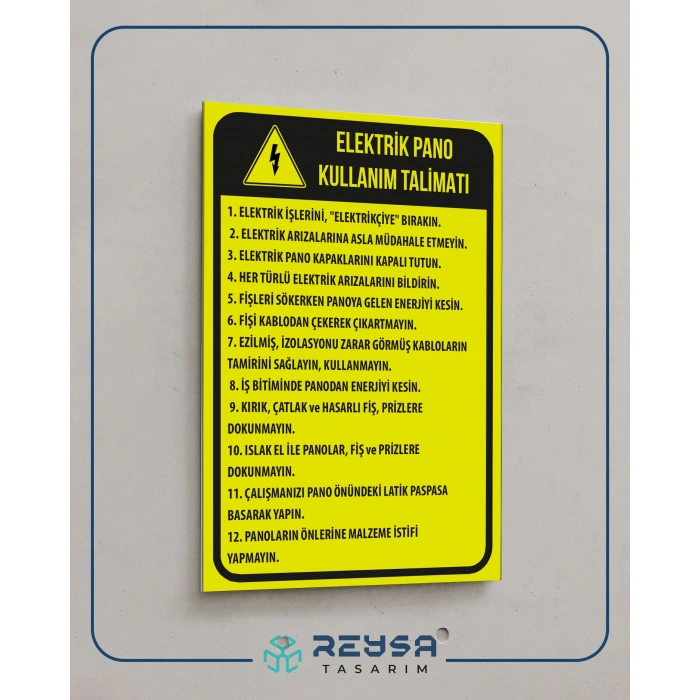 Elektrik Pano Kullanım Talimatı Sticker 20X28 Cm