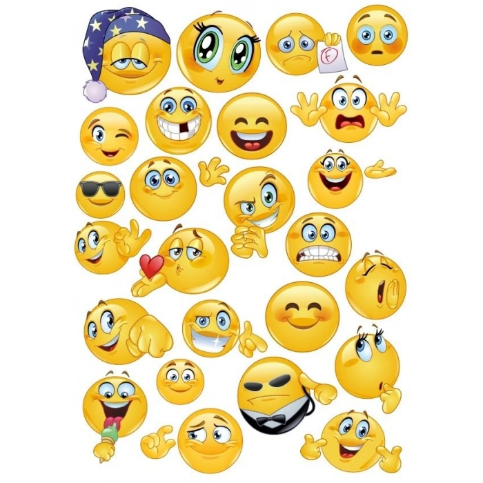 Emoji Sticker Set 15 Parça Telefon, Tablet, Defter, Laptop Sticker