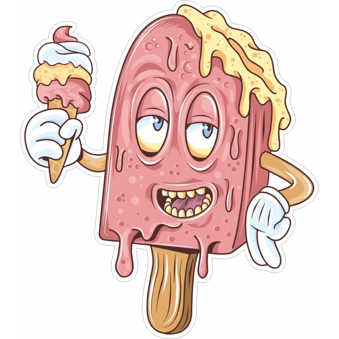 Eriyen Dondurma Sticker 10x10 cmRenkli Sticker