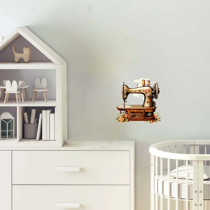 Eski Tip Dikiş Makinesi Duvar Stickerı