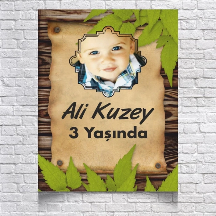 Eskitme Kağıt Temalı Doğum Günü Afişi Resimli 35x50 Cm