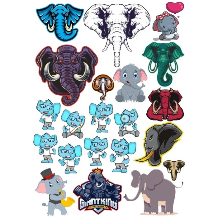 Fil Sticker Set 1 18 Parça Telefon, Tablet, Defter, Laptop Sticker