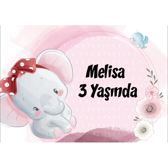 Fil Temalı Doğum Günü Afişi 70X100 cm