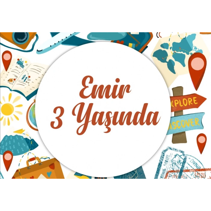 Seyahat Temalı Doğum Günü Afişi -3 70X100 cm