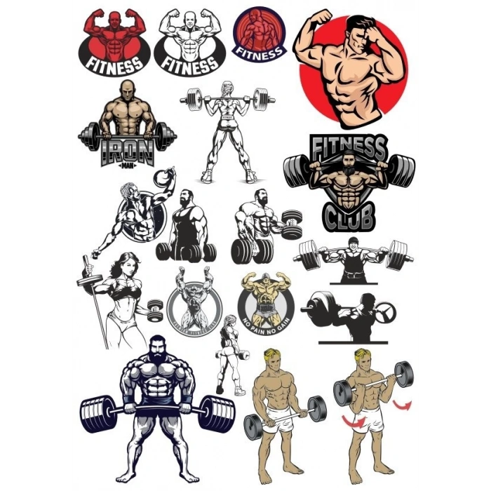 Fitnes GYM Halter Sticker Set 13 Parça Telefon, Tablet, Defter, Laptop Sticker