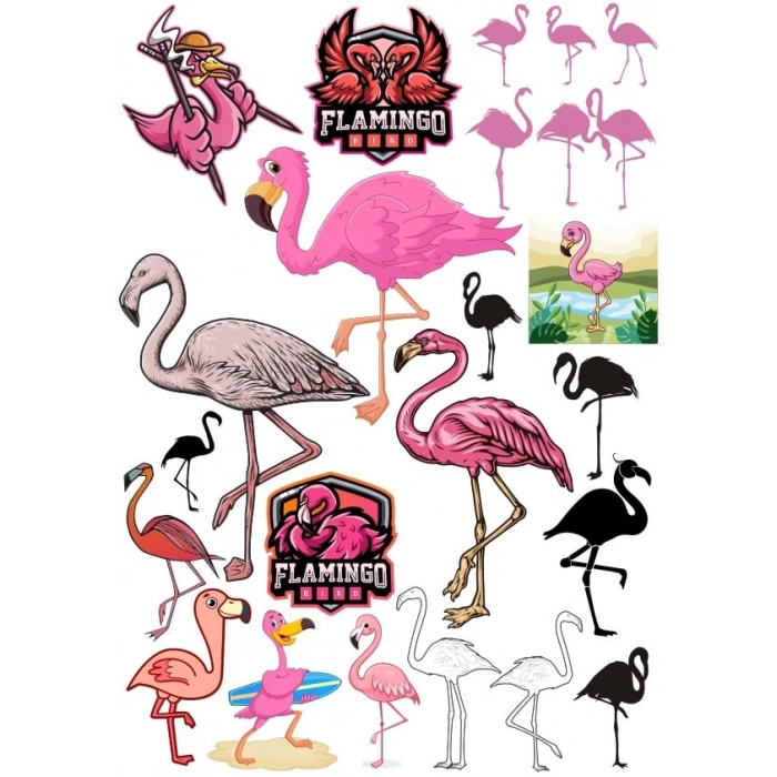 Flamingo Sticker Set 15 Parça Telefon, Tablet, Defter, Laptop Sticker