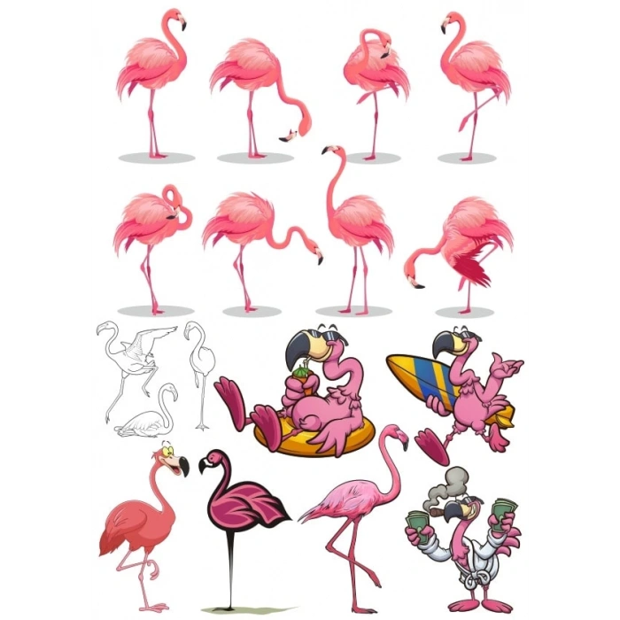 Flamingo Sticker Set 2 16 Parça Telefon, Tablet, Defter, Laptop Sticker
