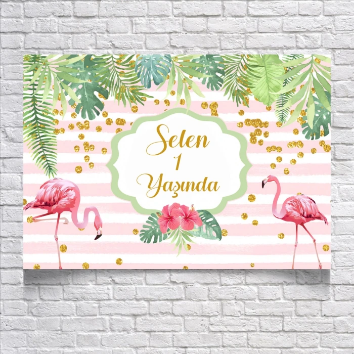 Flamingo Temalı Doğum Günü Afişi 35X50 cm