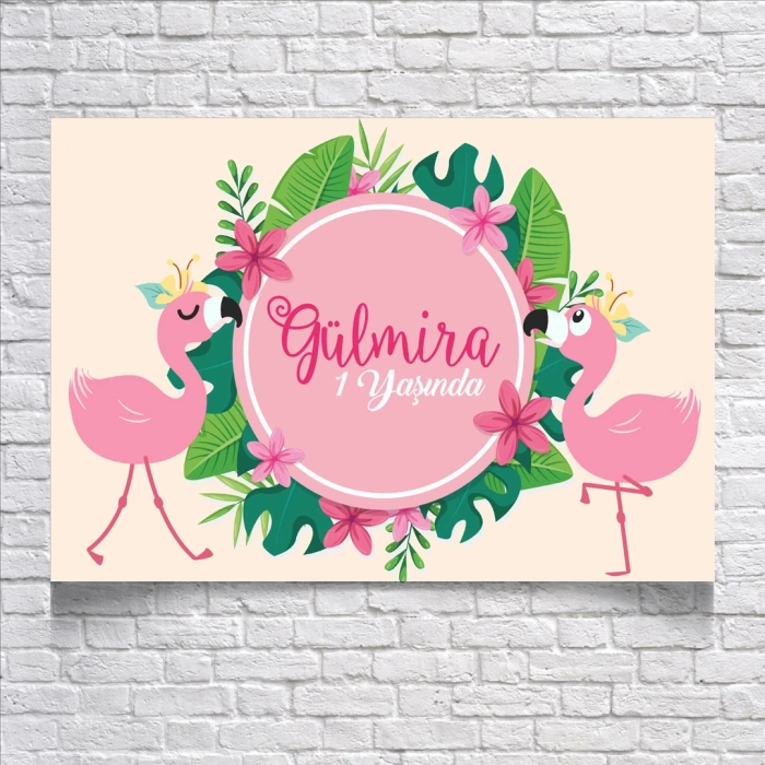Flamingo Temalı Doğum Günü Afişi 50X70 cm