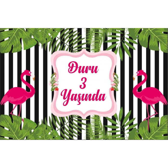 Flamingo Temalı Doğum Günü Afişi 70X100 cm